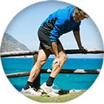 Man having intense and frequent cramps icon